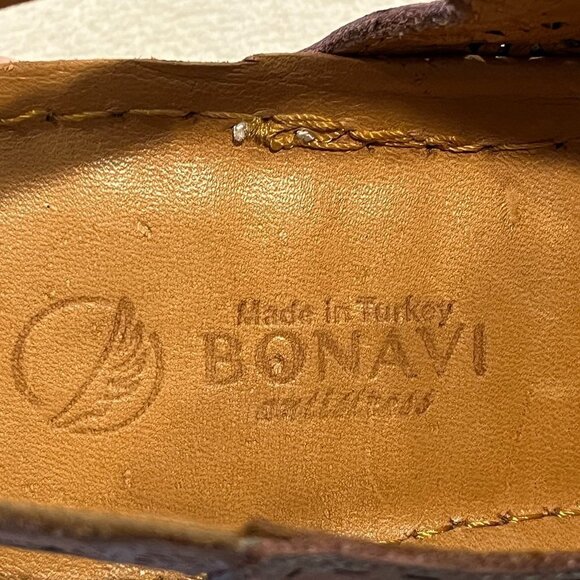 BONAVI Genuine Leather Lace Cutout Slingback Wedge Open Toe Sandals - Picture 8 of 10